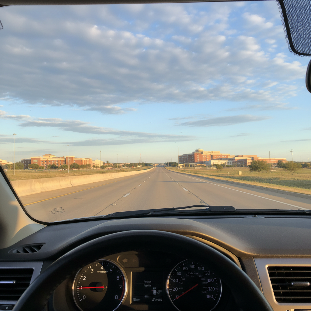 Map showing commute routes from Temple TX neighborhoods to Baylor Scott and White hospital