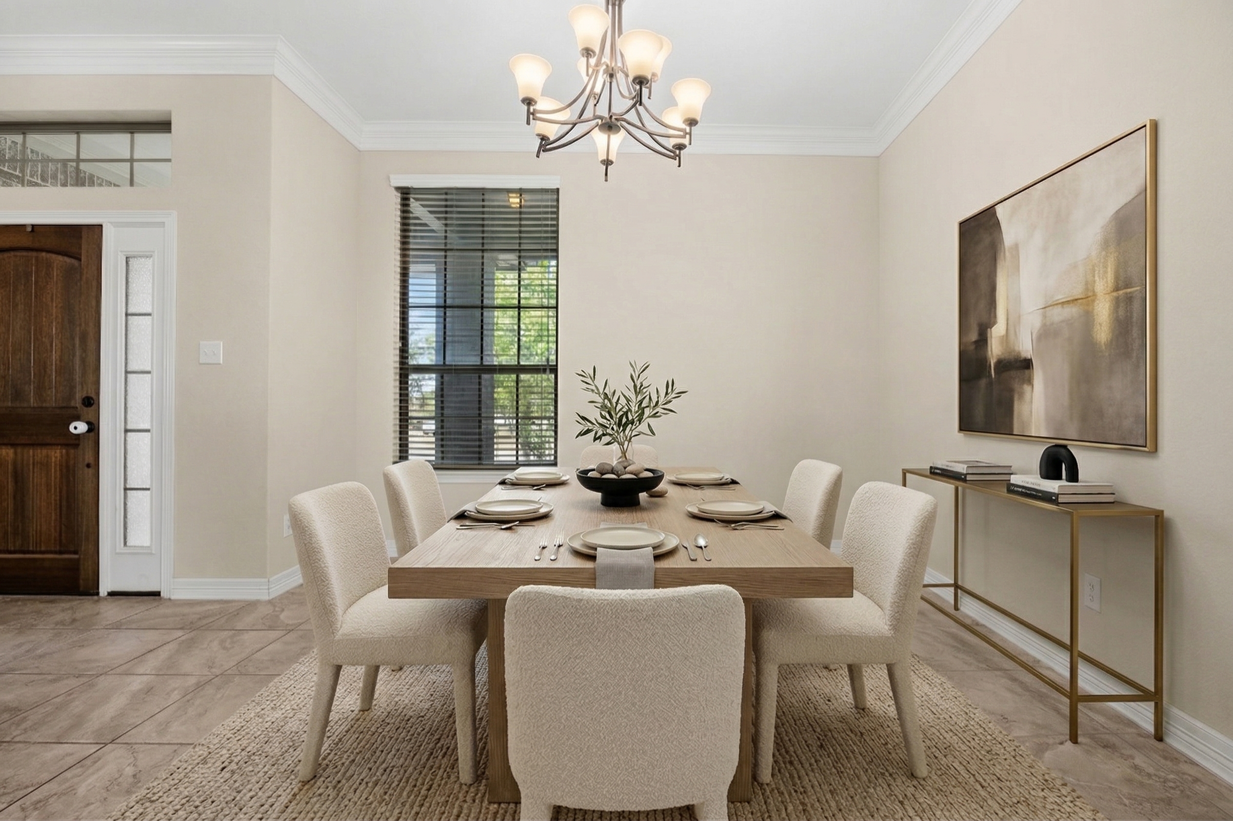 Staged dining room