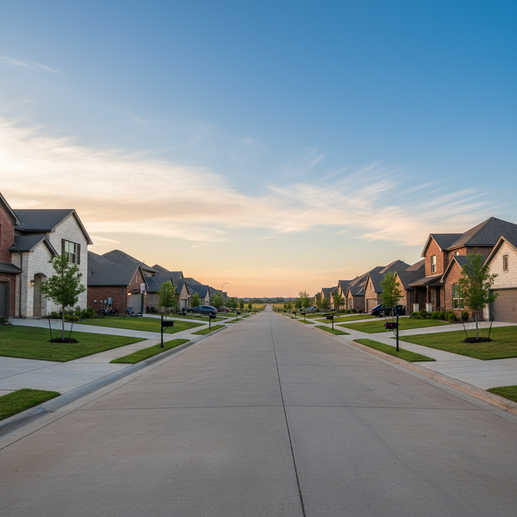 Neighborhood street view in Temple TX area showing homes recommended for military families by rank and BAH