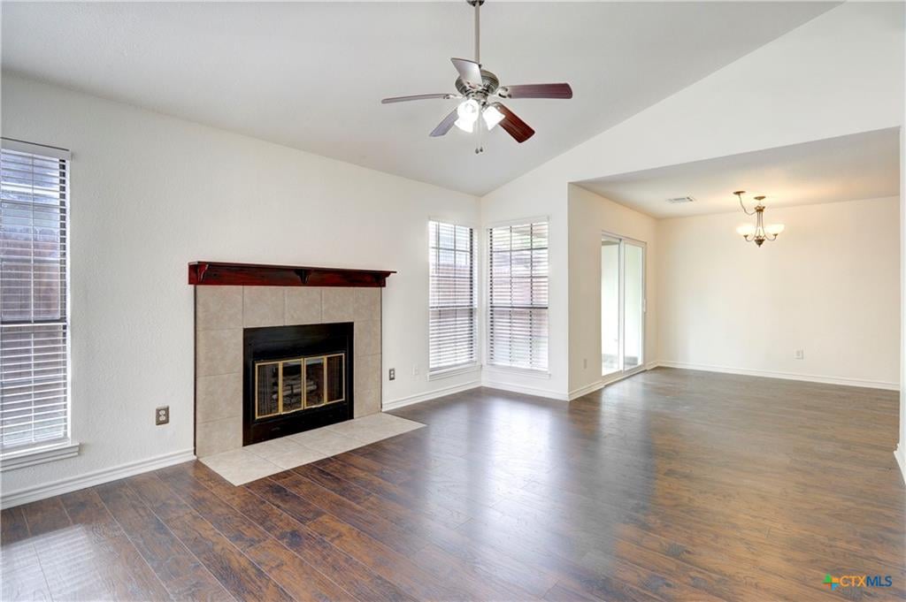 Cimmaron living room with fireplace