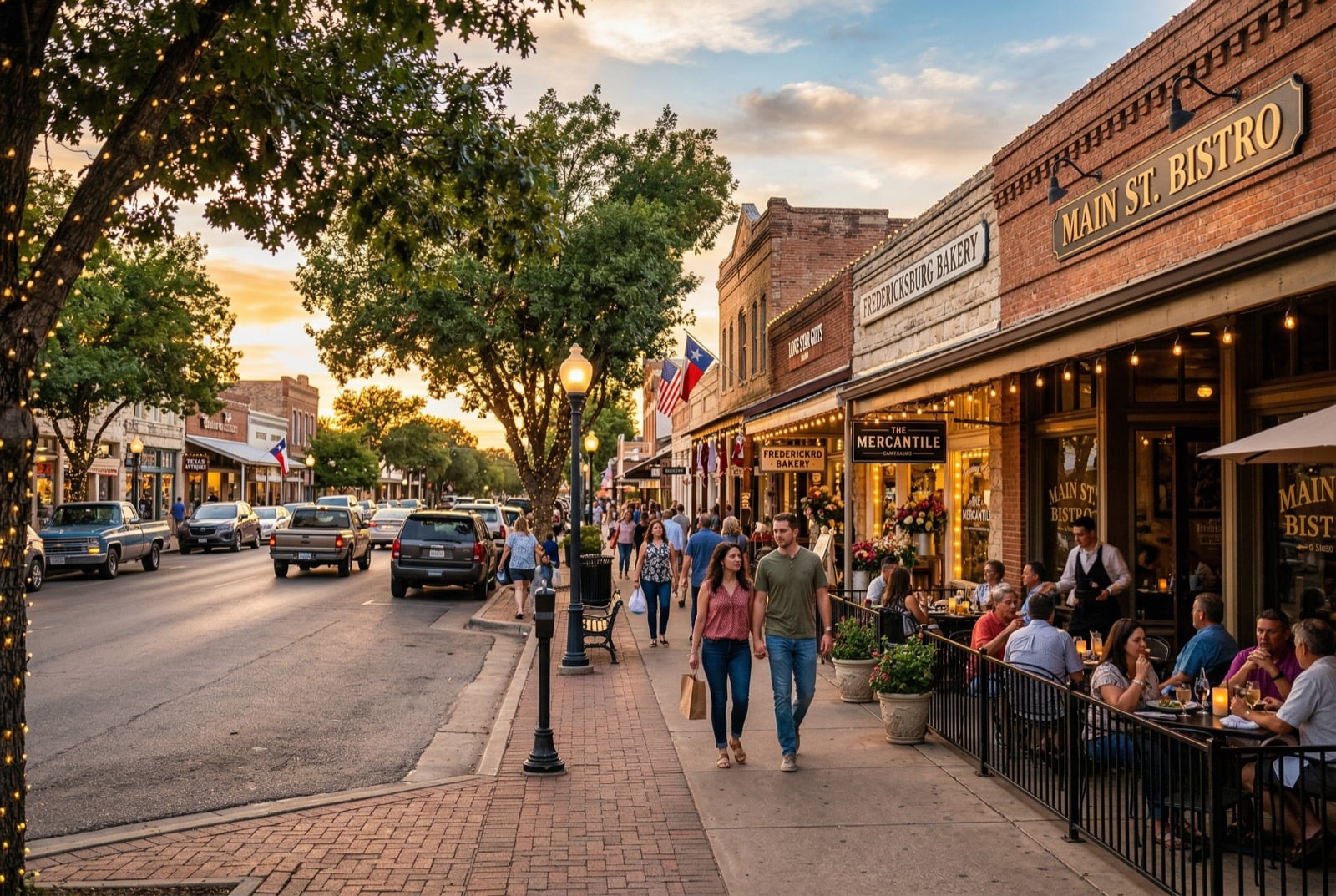 Downtown Temple TX streetscape showing walkable area near BSW Medical Center for relocating medical professionals