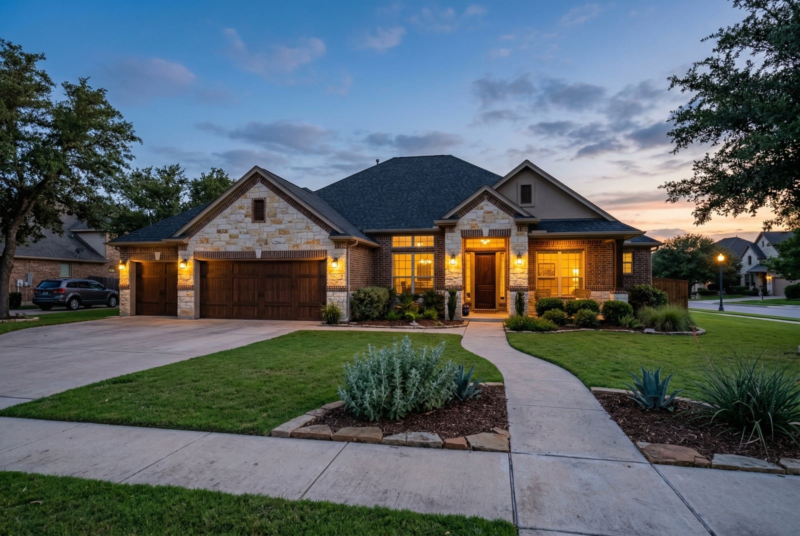 Beautiful home exterior in Temple TX showing housing value for BSW physicians compared to Austin