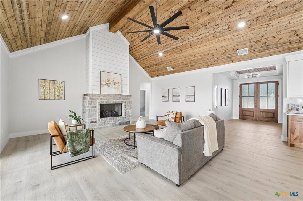 Vaulted living room in a Mill Creek custom home