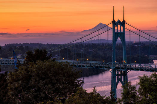 sunset bridge mountain view