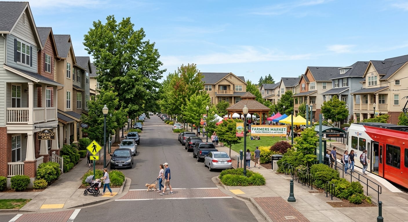 Orenco Station neighborhood homes in Hillsboro, Oregon
