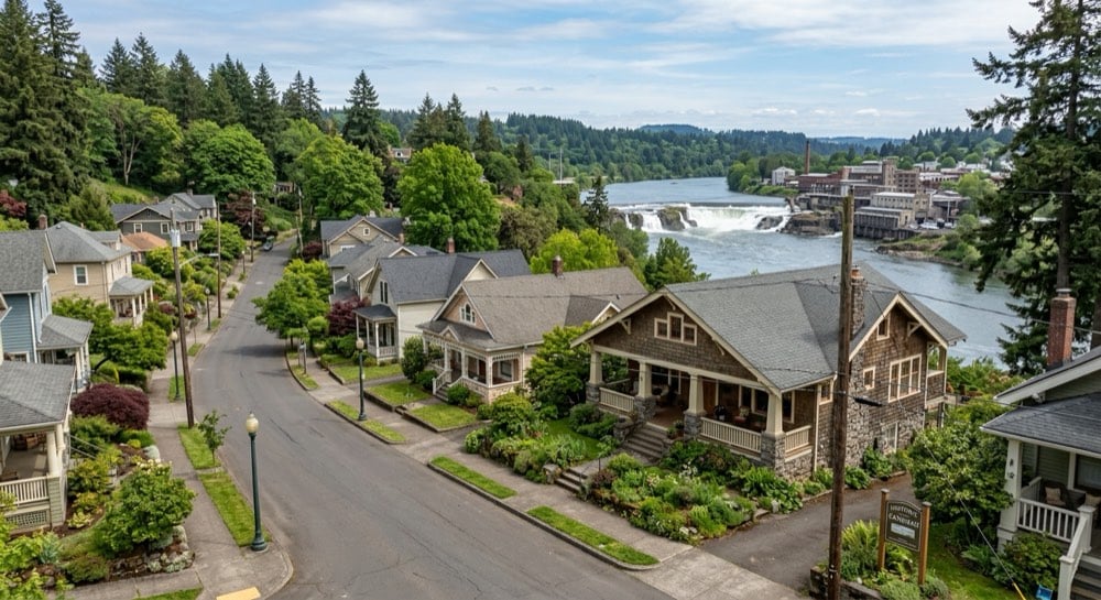 Canemah neighborhood homes in Oregon City, Oregon