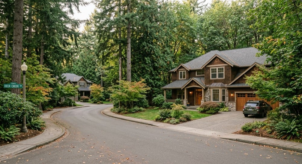 Deer Creek neighborhood homes in Camas, Washington