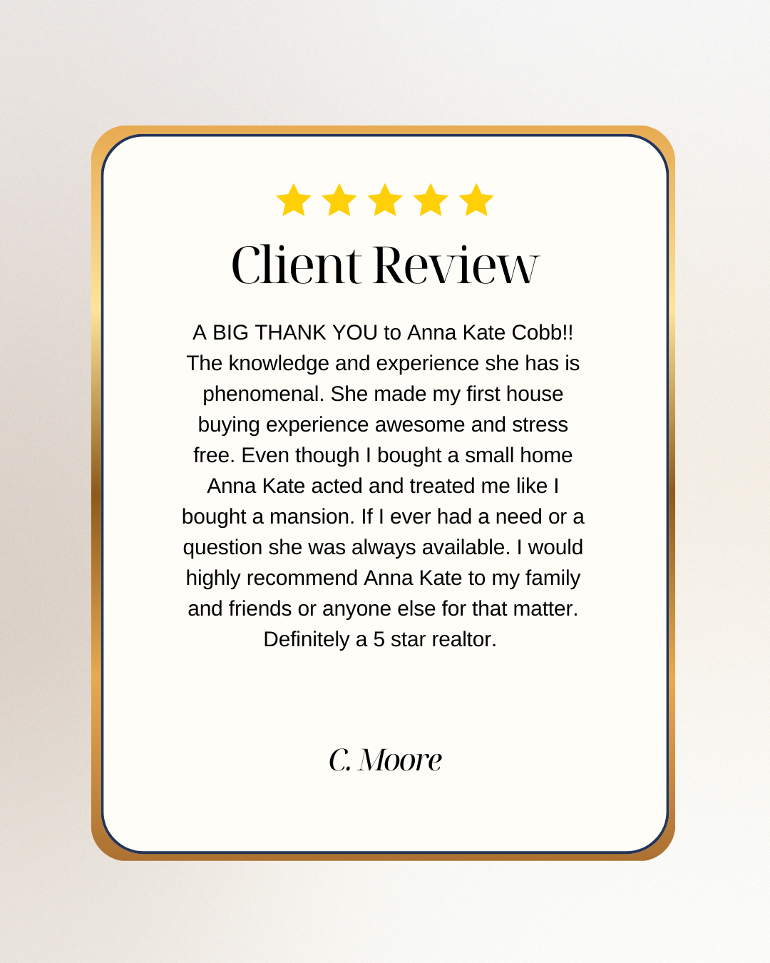White and Yellow Classic Real Estate Client Review Testimonial Instagram Post copy