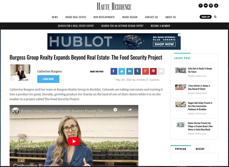 Luxury Real Estate News Outlet Reports On Burgess Group Food Security Project