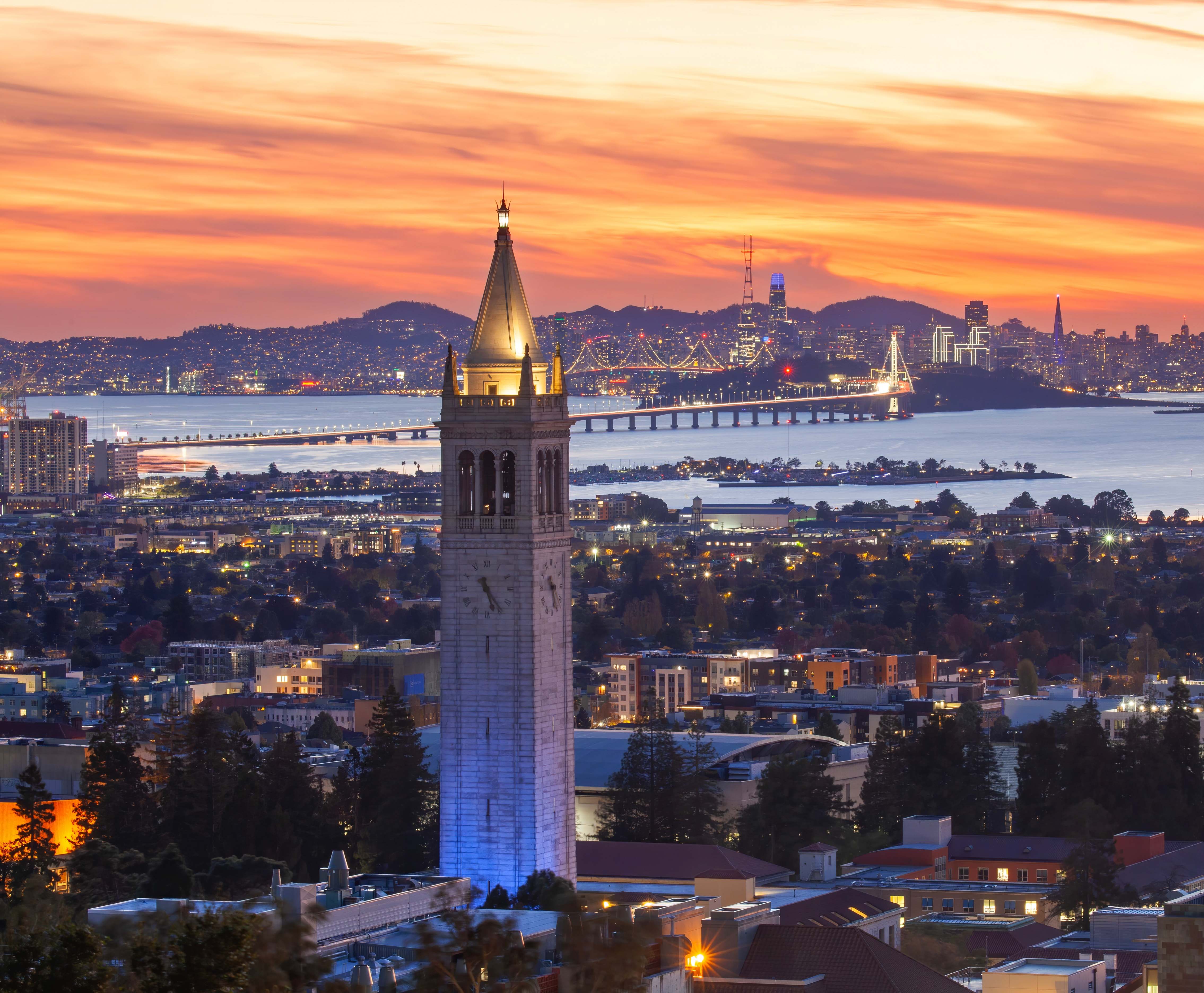 Sather,Tower,In,Uc,Berkeley,And,San,Francisco,City,Skyline
