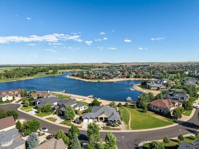 web aerial with lake