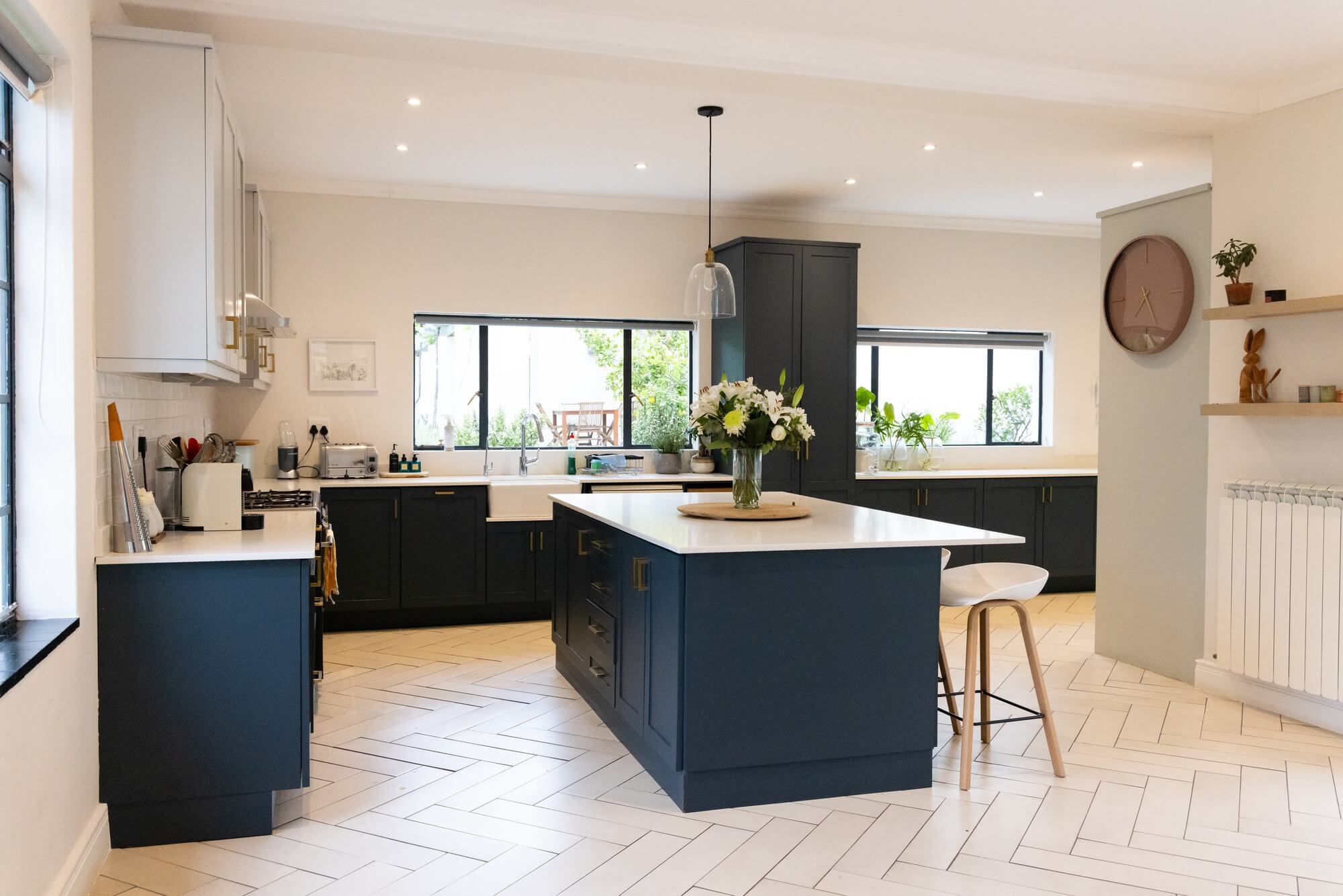modern navy kitchen island