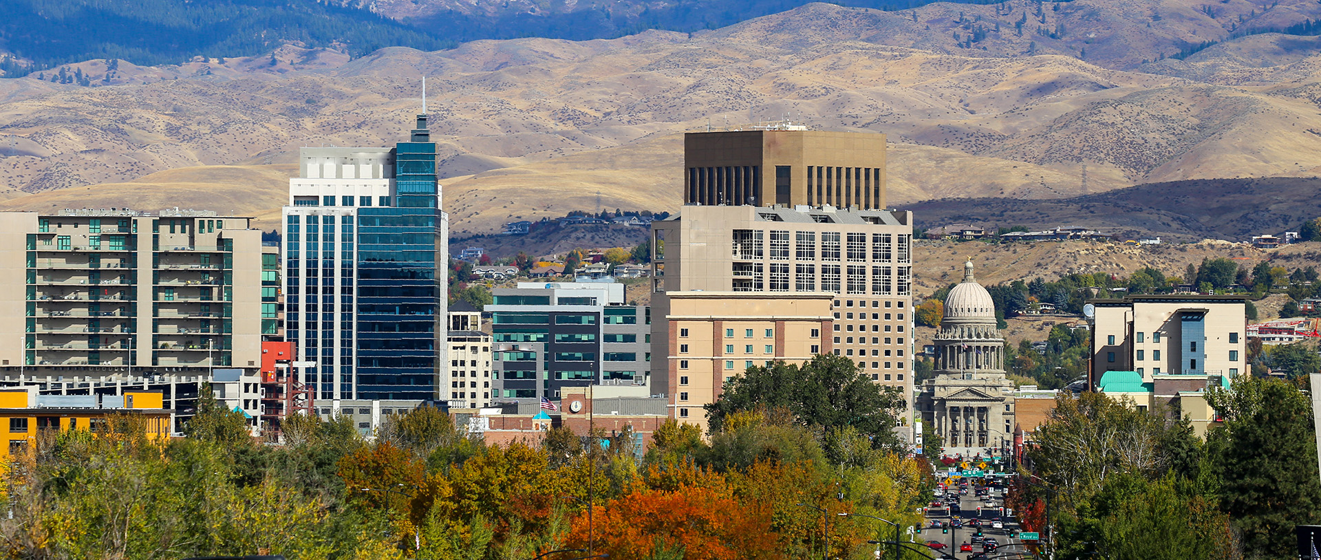 Panoramic,View,Of,Downtown,Boise,,Idaho,And,The,Foothills
