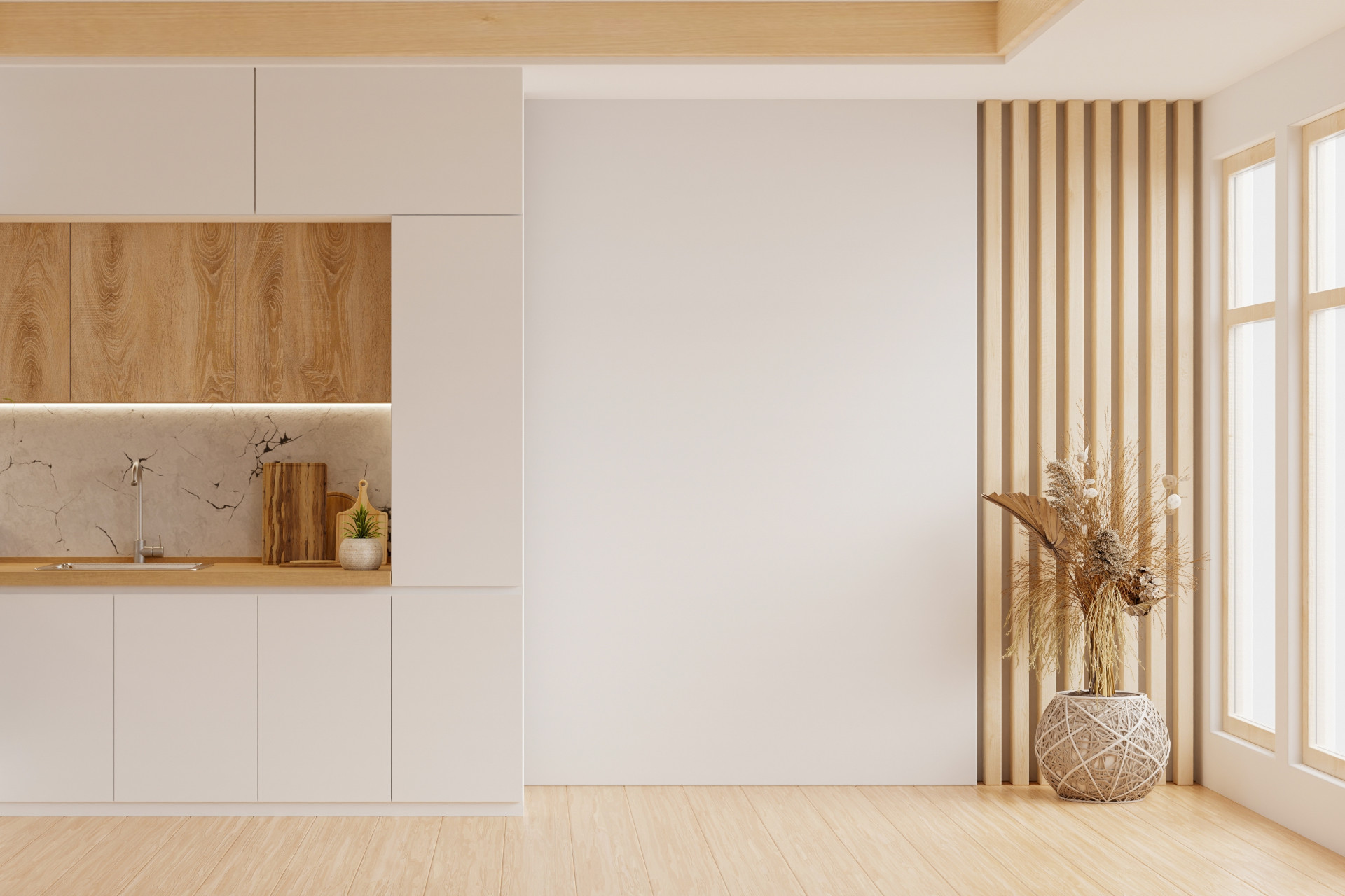 Cozy,Modern,Kitchen,Room,Interior,Design,With,White,Color,Wall-