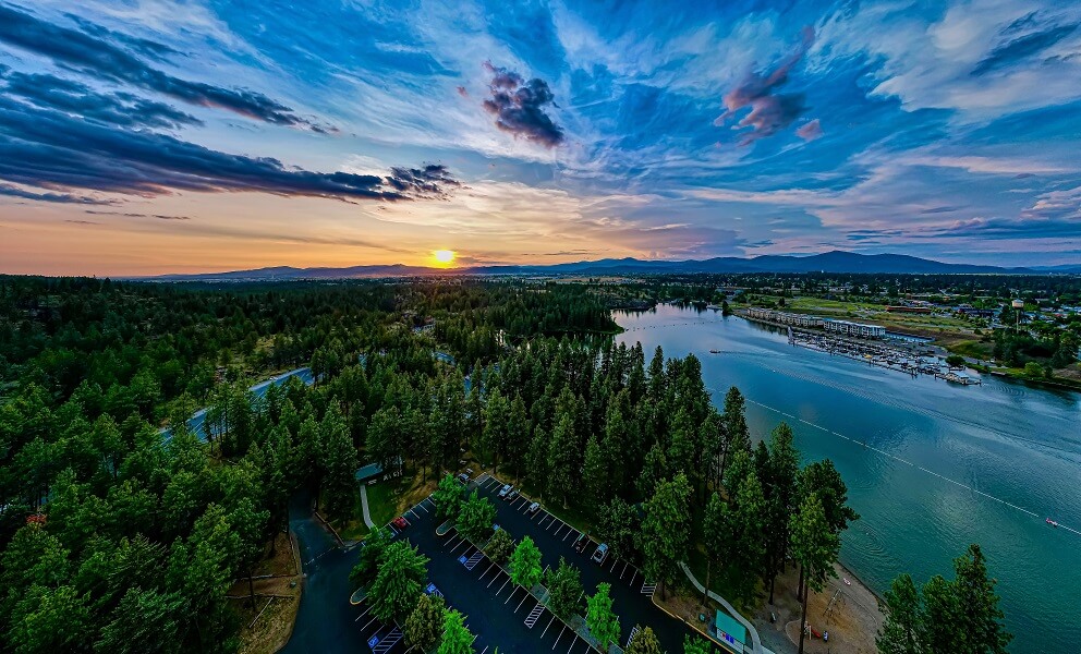 Sunset over Q’emiln Park in Post Falls Idaho