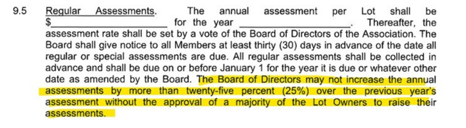 Bylaws Section 9.5 - Regular Assessments