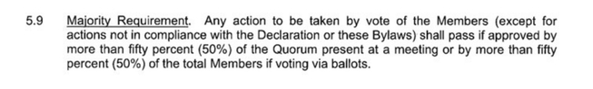 Bylaws Section 5.9 - Majority Requirement