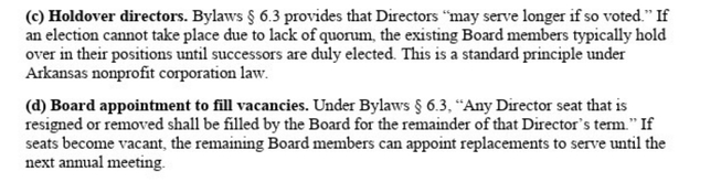 Bylaws Section 6.3 - Holdover Directors and Board appointments