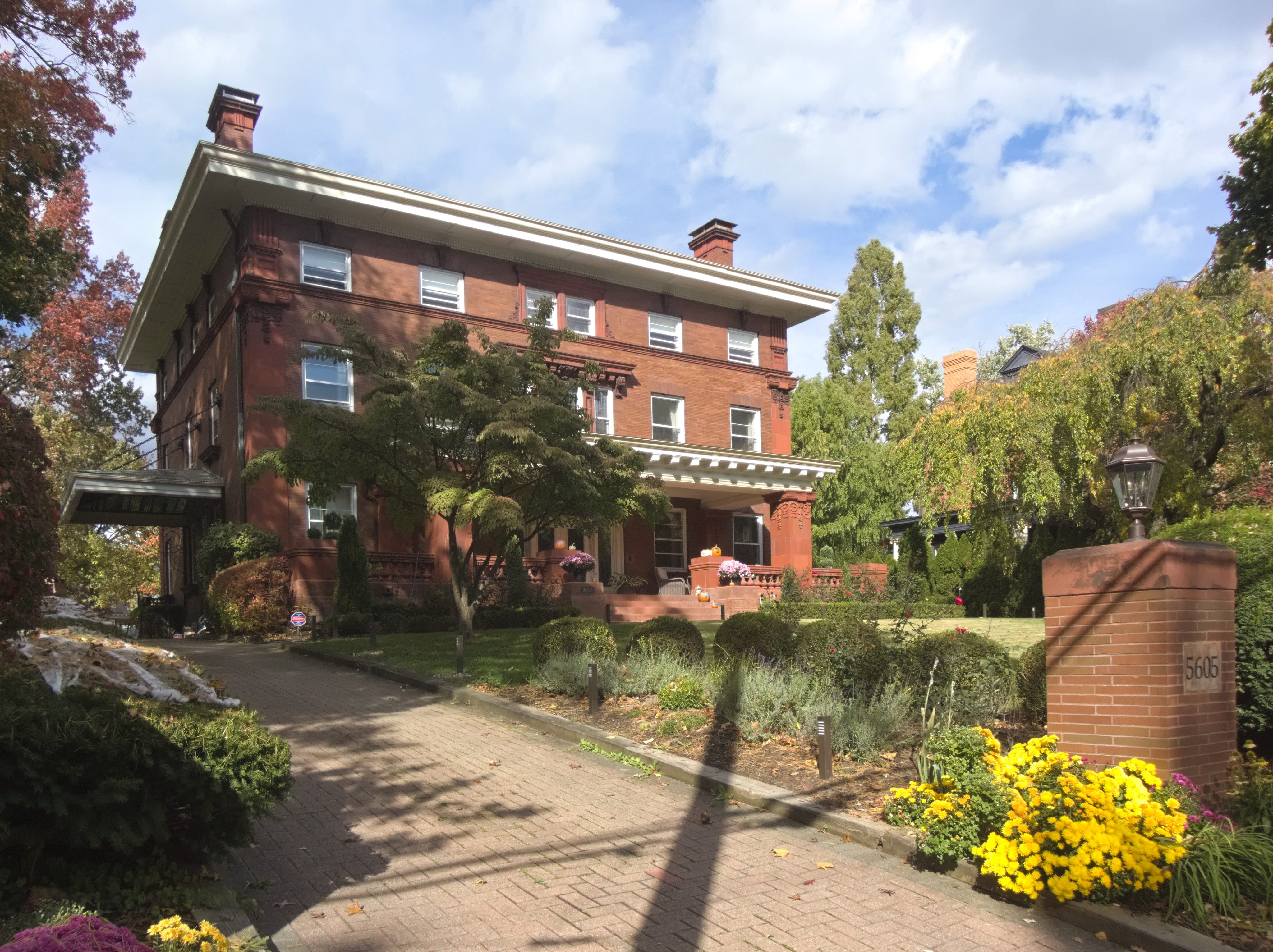 Squirrel Hill Pittsburgh real estate brick row home with mature street trees