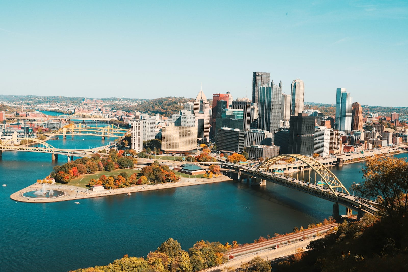 Pittsburgh neighborhoods aerial view showing residential districts
