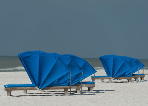Blue cabanas at North Redington Shores beach