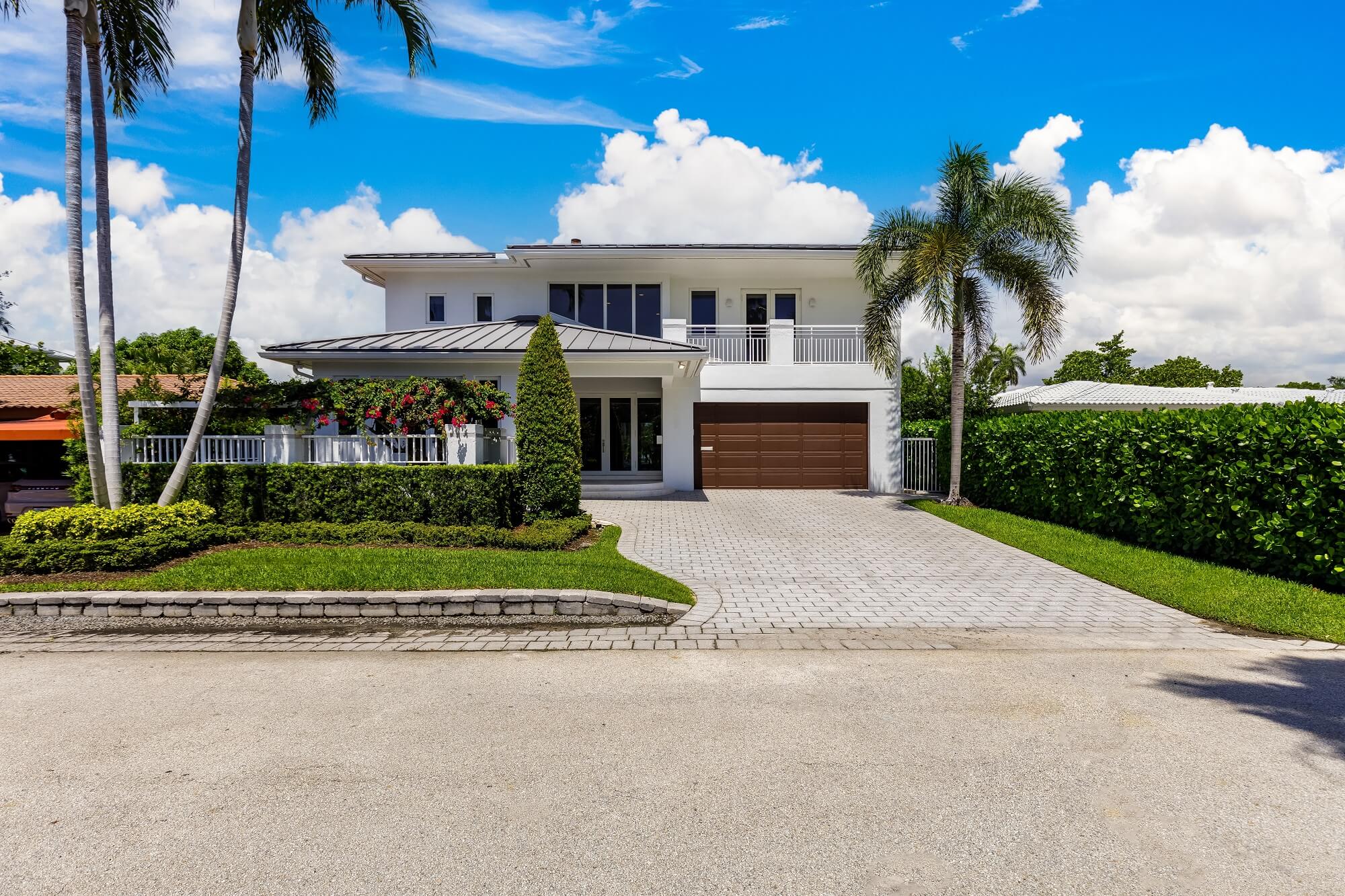 Facade of elegant modern house