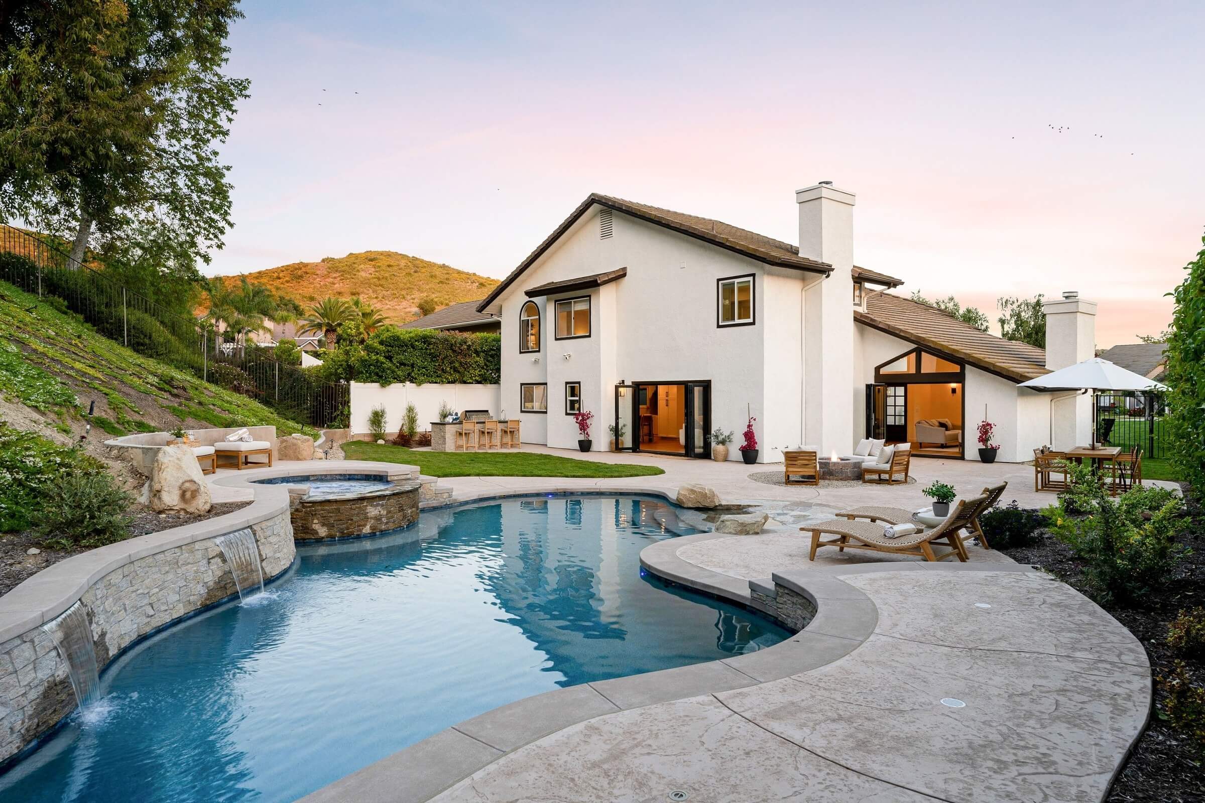 luxury backyard pool retreat