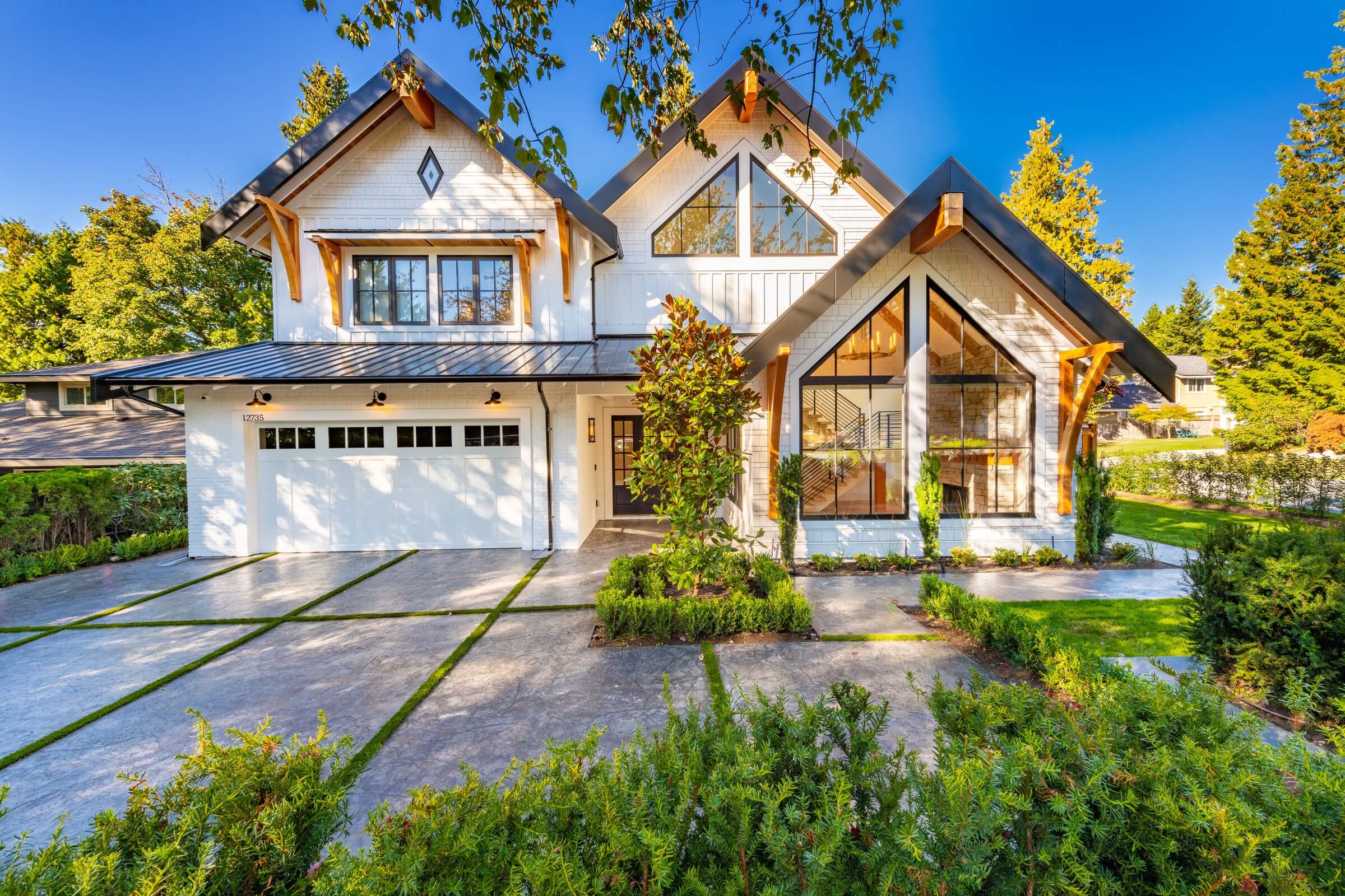 modern white suburban house