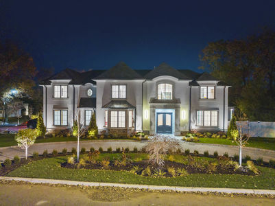 The front of a 4.5 million dollar new construction house in englewood cliffs nj