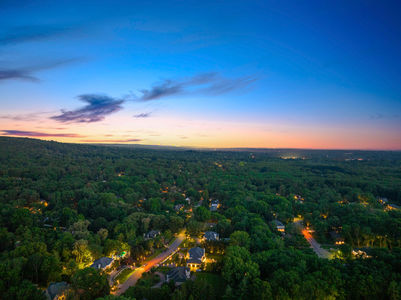 17 aerial neighborhood twilight shot at 85 Sherwood Rd Norwood NJ