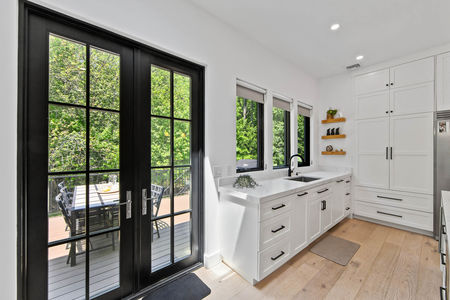 22 double doors to deck