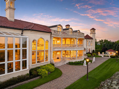 8. Limestone Exterior & Sunroom at a megamansion in Cedar Grove NJ