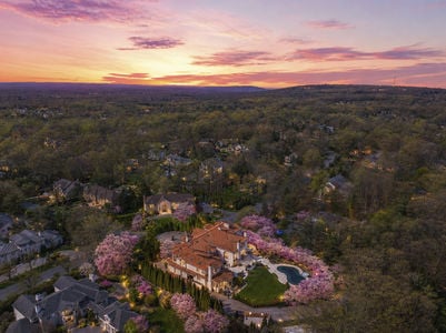 Dope aerial shot of 142 Hoover dr in Cresskill NJ Proper