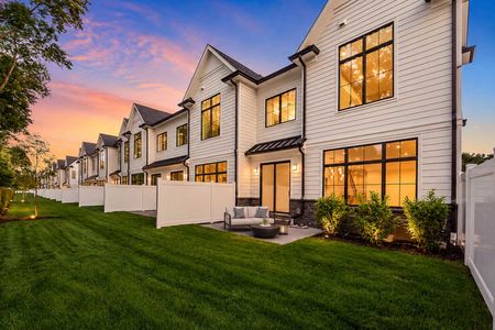 1 Suburban townhouses at sunset glow