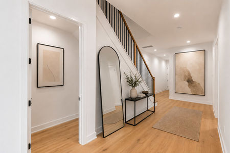 26 Modern minimalist hallway with neutral accents