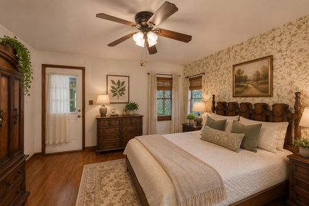 29. 135 Skyline Lakes Dr. Cozy rustic bedroom with warm lighting