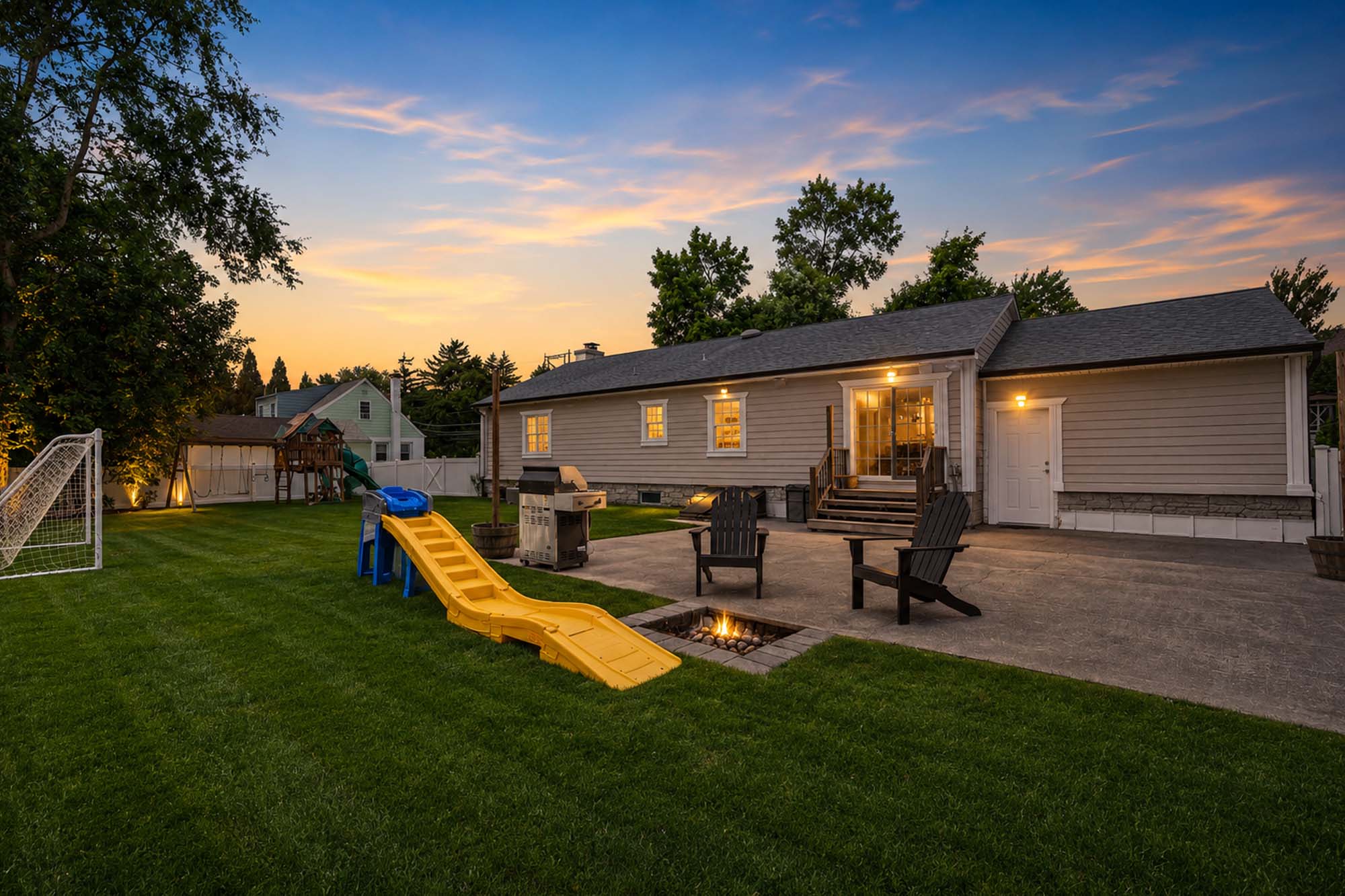 3 14 Morrow Midland Park Cozy suburban backyard at twilight