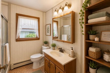 31. 135 Skyline Lakes Dr. Cozy farmhouse bathroom with natural touches