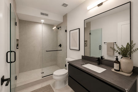 31 Modern minimalist bathroom with sleek design