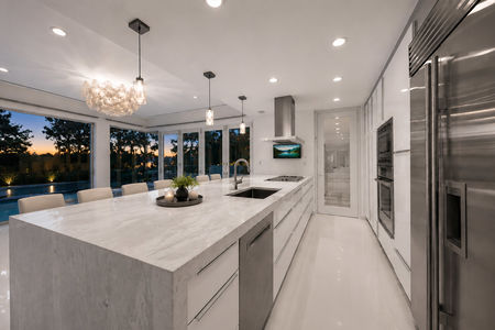 41-31 Casta Elegant minimalist kitchen at dusk