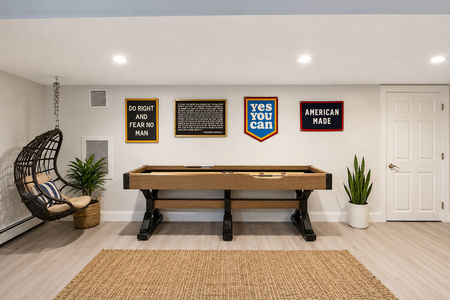 49. 18 Monument Modern basement game room with shuffleboard