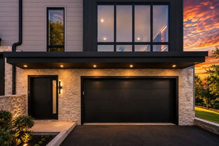 7. 401 Grand Ave. Modern house at sunset with lush greenery