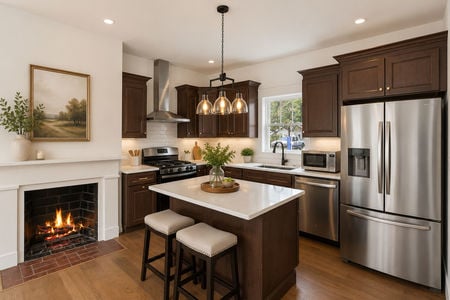 10. 67 E Clinton Cozy modern kitchen with fireplace