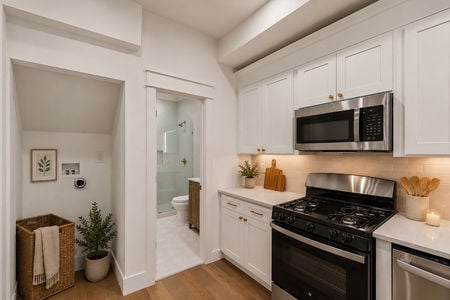 13. 69 E Clinton #A Modern kitchen with laundry nook
