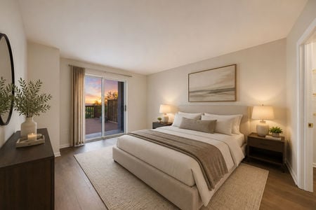 16. 303B Nelson Cozy minimalist bedroom at sunset