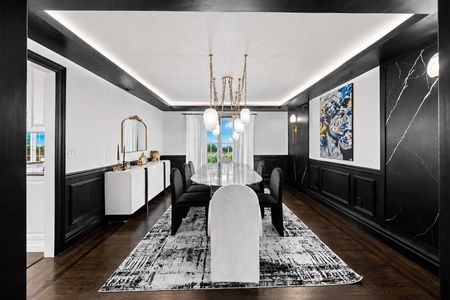 18. 5 Gates Pl. Elegant modern dining room with gold accents