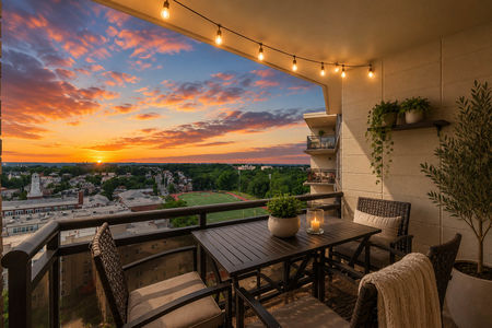 2. 2200 N Central Cozy balcony at sunset with city view