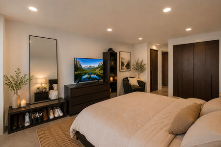 21. 2200 N Central Cozy minimalist bedroom with warm ambiance