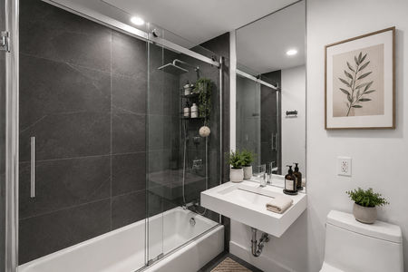 24. 2200 N Central Modern minimalist bathroom with neutral tones