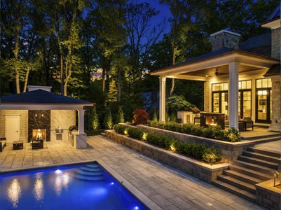 3 396 Knollwood Rd Ridgewood New Jersey Proper Twilight backyard oasis with pool and pavilion